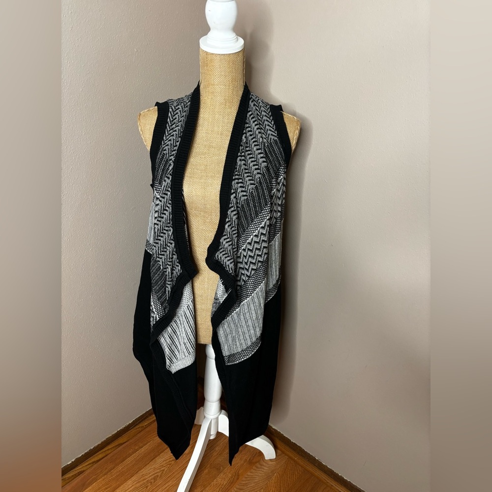 Banana Republic Factory XS/S Black Grey Casual Sleeveless Open Front Cardigan